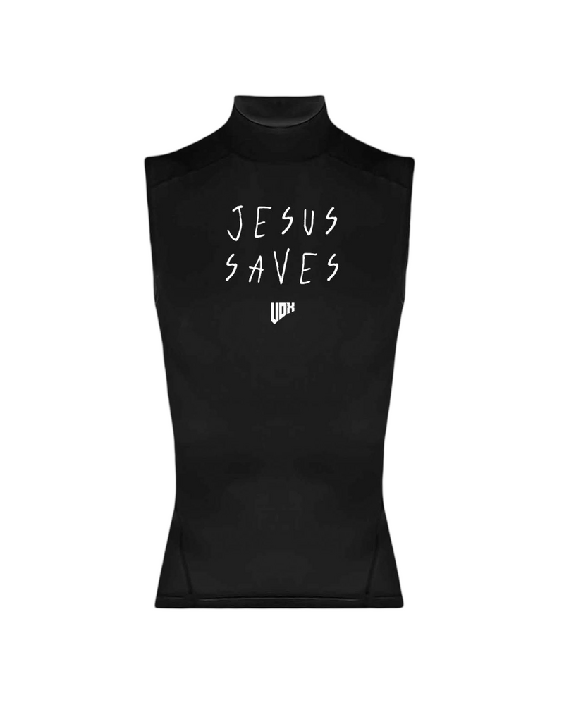 "Jesus Saves" Compression Mock-Neck Tank