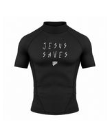"Jesus Saves" Compression Mock Neck Short Sleeve - Black